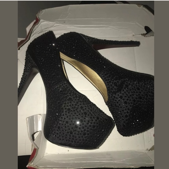 Emelio Frank Diamonds Platform Pump Black SZ 9 - Picture 2 of 5